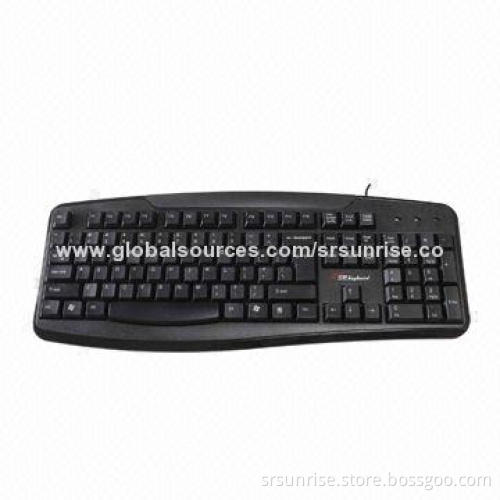Wired Standard Keyboard with USB, PS/2 Port and Water-resistant Ergonomics Design